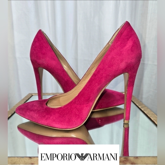 Emporio Armani Fuchsia Suede Stilettos - Picture 13 of 13